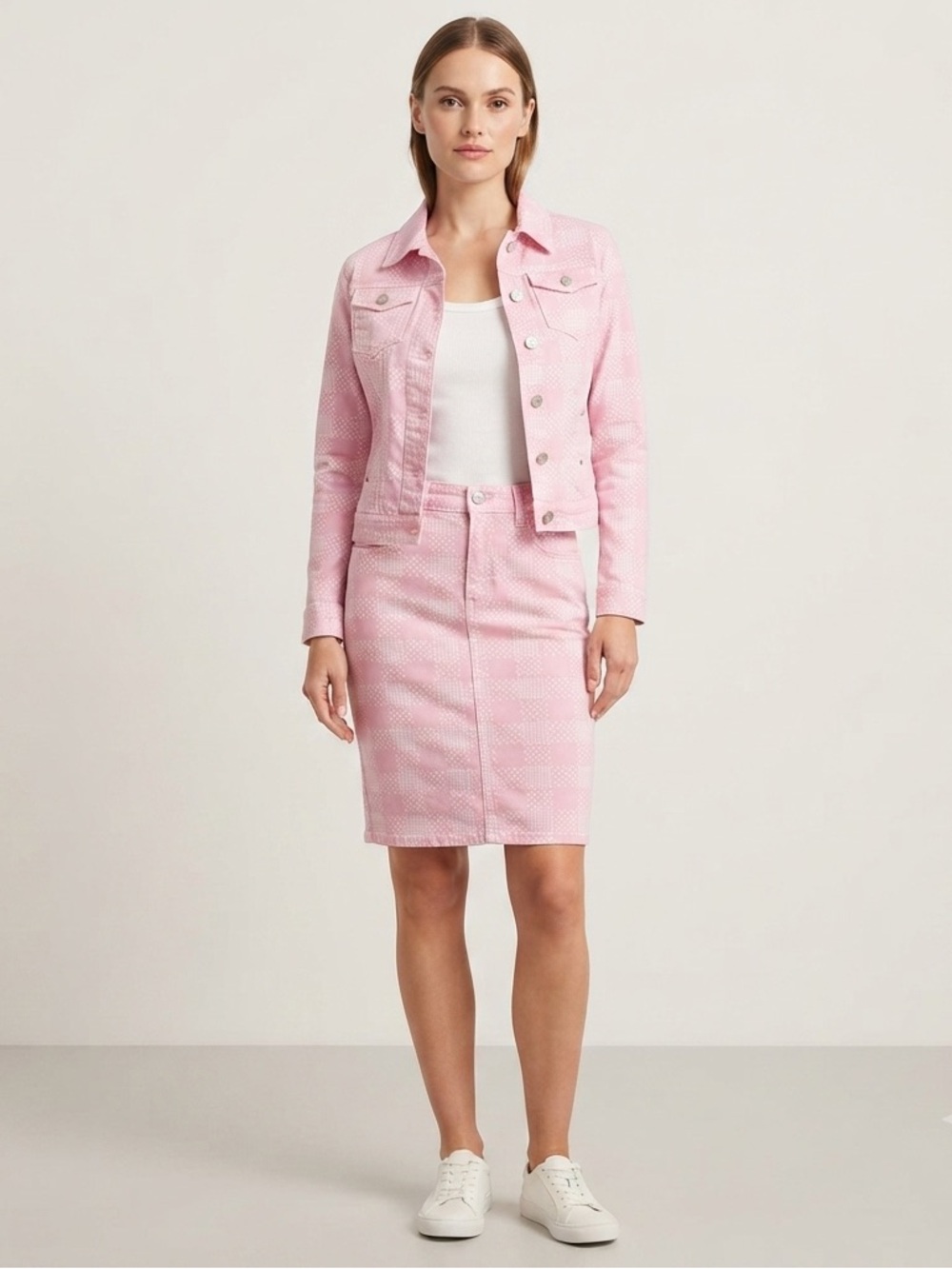 River Island Design Forum Pink Denim Jacket Skirt Set NWT Size 6 UK 32 EU
